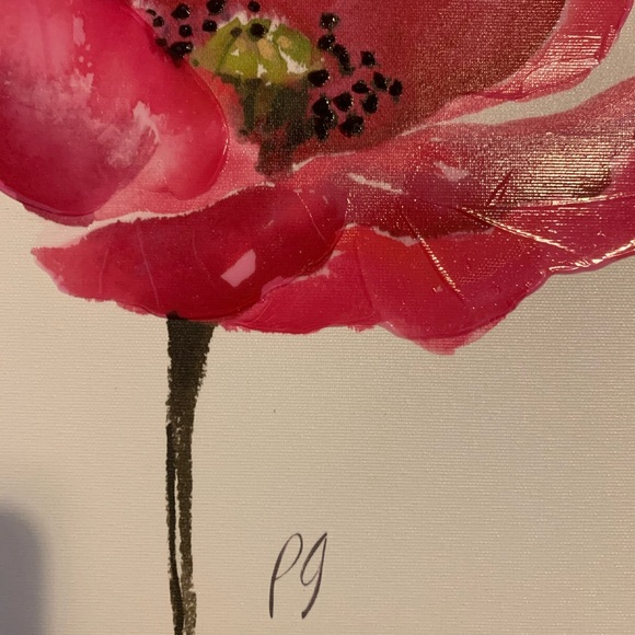 Pamela Gladding canvas painting pink flower - Picture 2 of 3